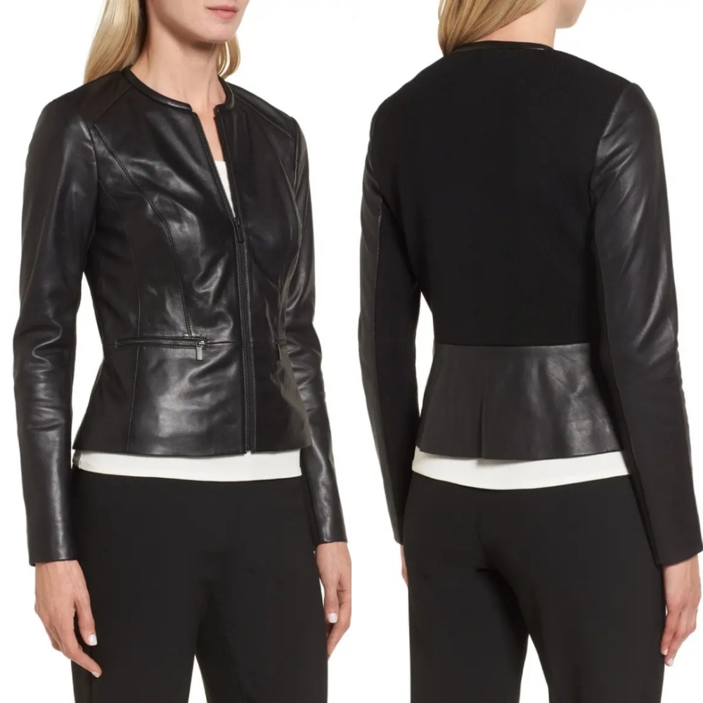 Emerson Rose Leather Merino Wool Blazer Jacket XL